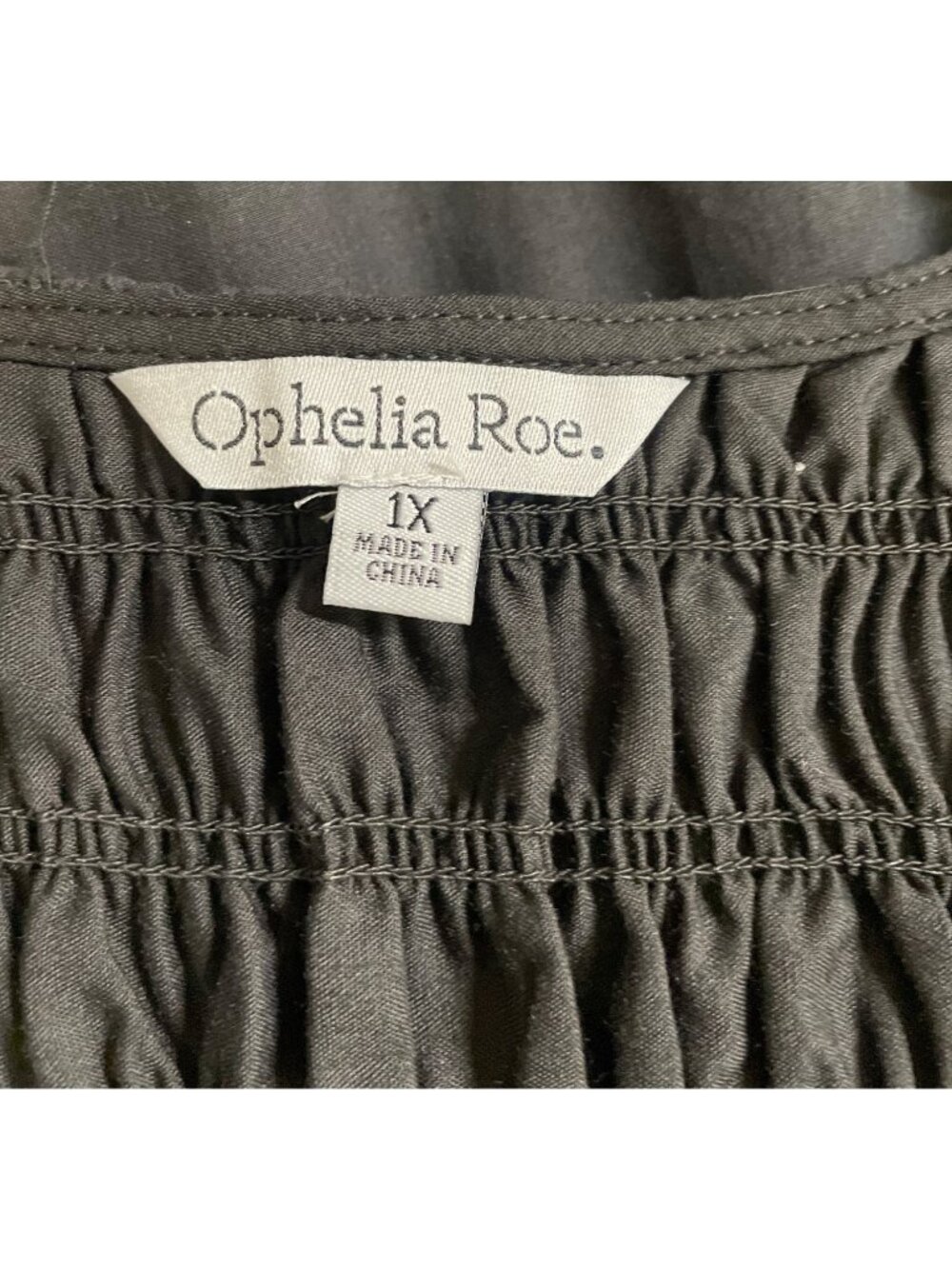 Ophelia Roe Womens Black Smock Dress 1X Sleeveless V-Neck - Picture 6 of 8